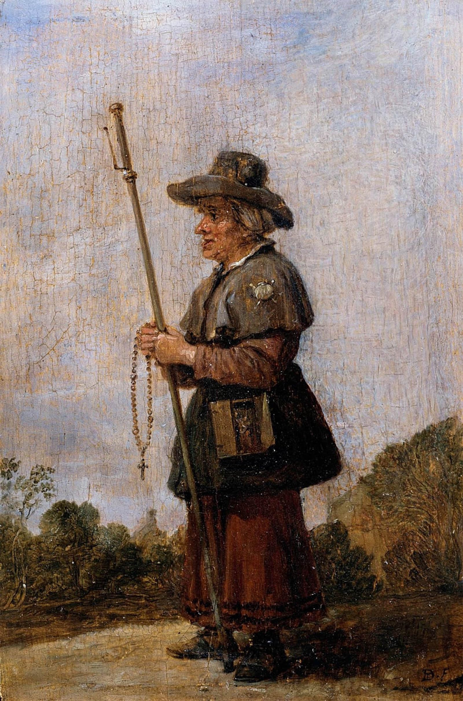 ARTXLXXBN Famous Prints Artwork Pictures Poster Painting Art Female Pilgrim by David Teniers the Younger Artwork Landscape Pictures for Home Decor 60x90cm