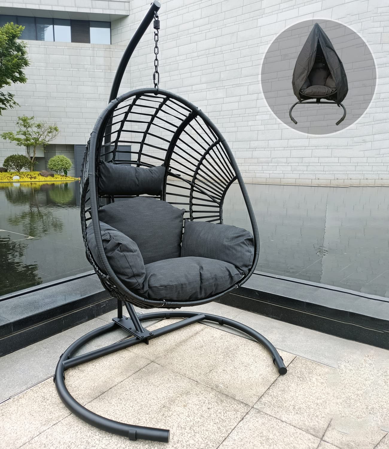 Buy Hanging Egg Chair Rattan Wicker Hammock Swing Chair with Stand and