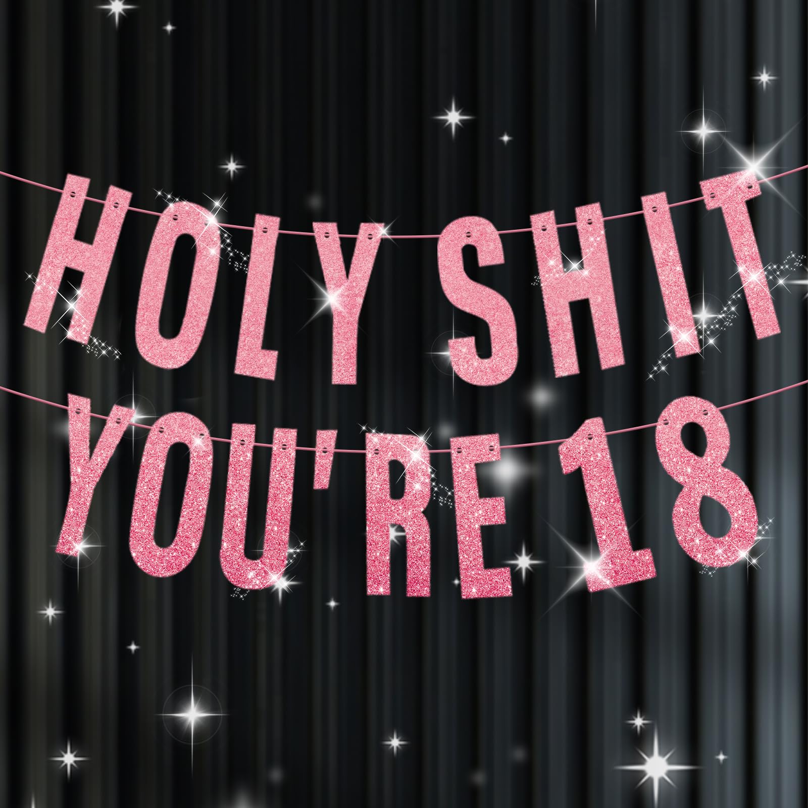 Happy 18th Birthday Banner,18th Birthday Banners,Rose Glitter Banner