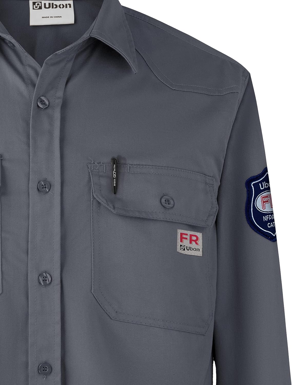 Ubon FR Shirts for Men Flame Resistan Welding Shirt FRC Work Shirt Long Sleeve Welder Shirts 7.5 Oz