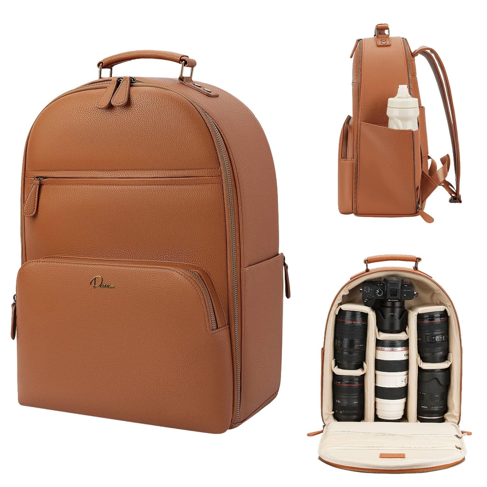 Camera Backpack Classic PU Leather for DSLR