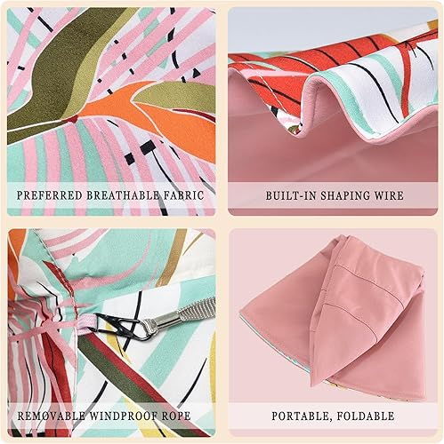 Miniatura 5 de Sombrero de sol de ala ancha de 7 pulgadas para mujer, sombrero grande plegable con protección UV, se puede llevar en ambos lados