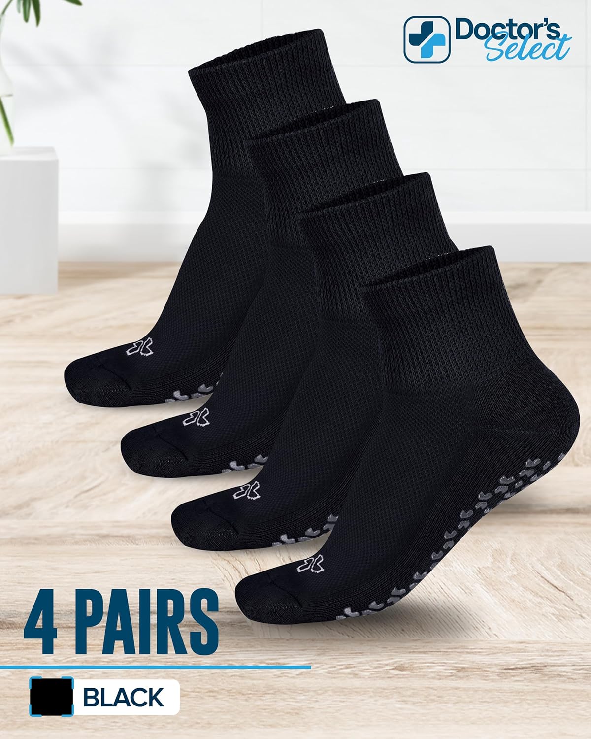 Doctor's Select Diabetic Ankle Socks with Grippers for Men and Women - 4 Pair 1/4 Length Neuropathy Socks for Women - Image 5