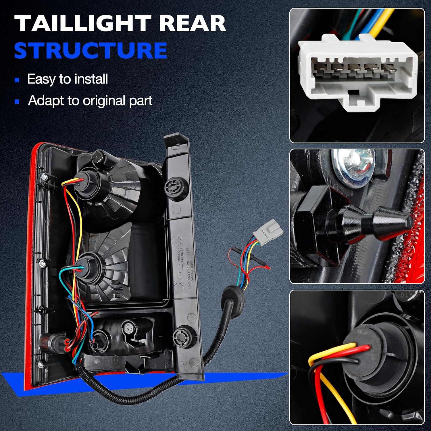 Tail Light Assembly Compatible with 2009-2015 Honda Pilot Right Side RH