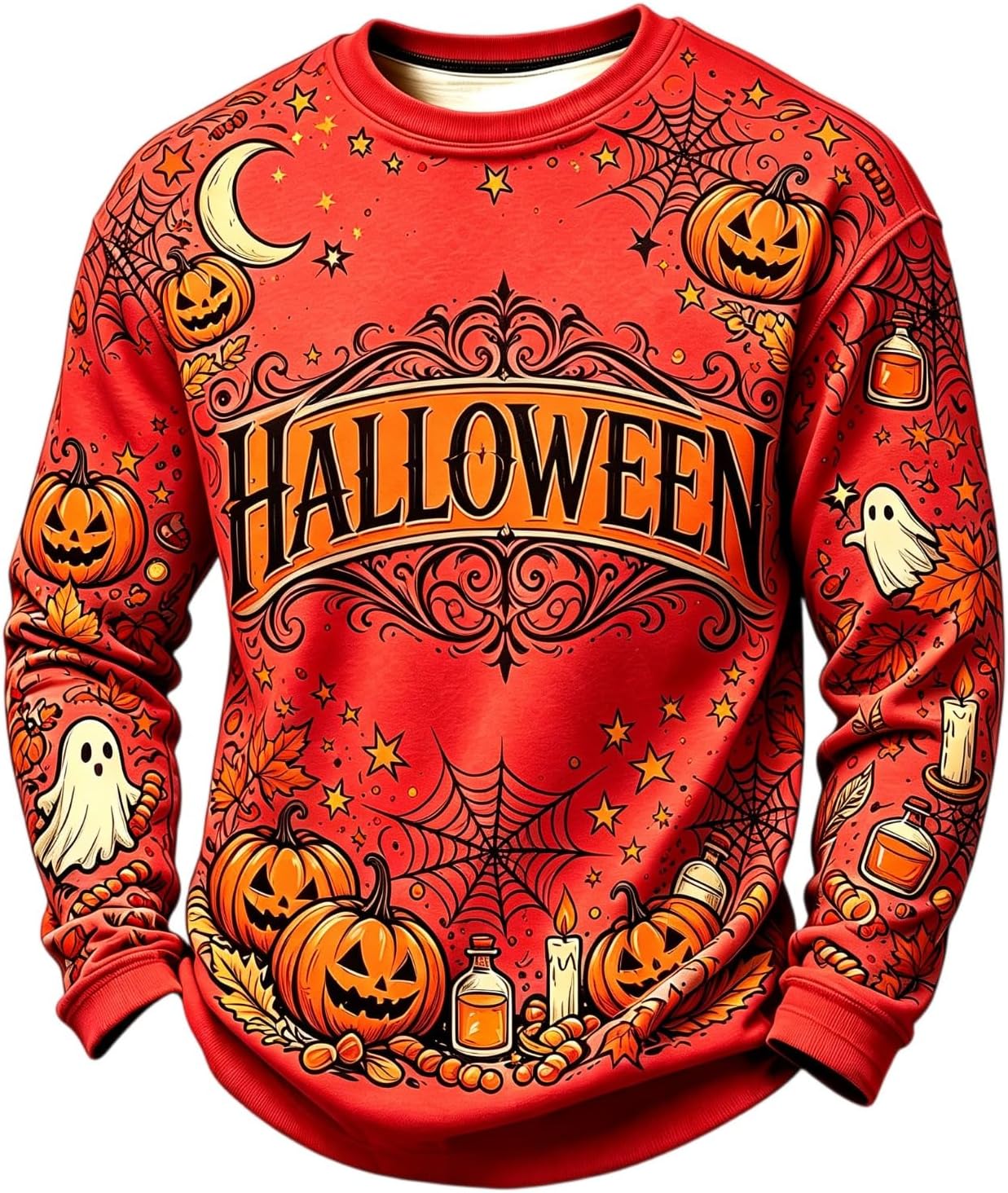 Men's Halloween Long Sleeve Crew Neck Graphic Shirts