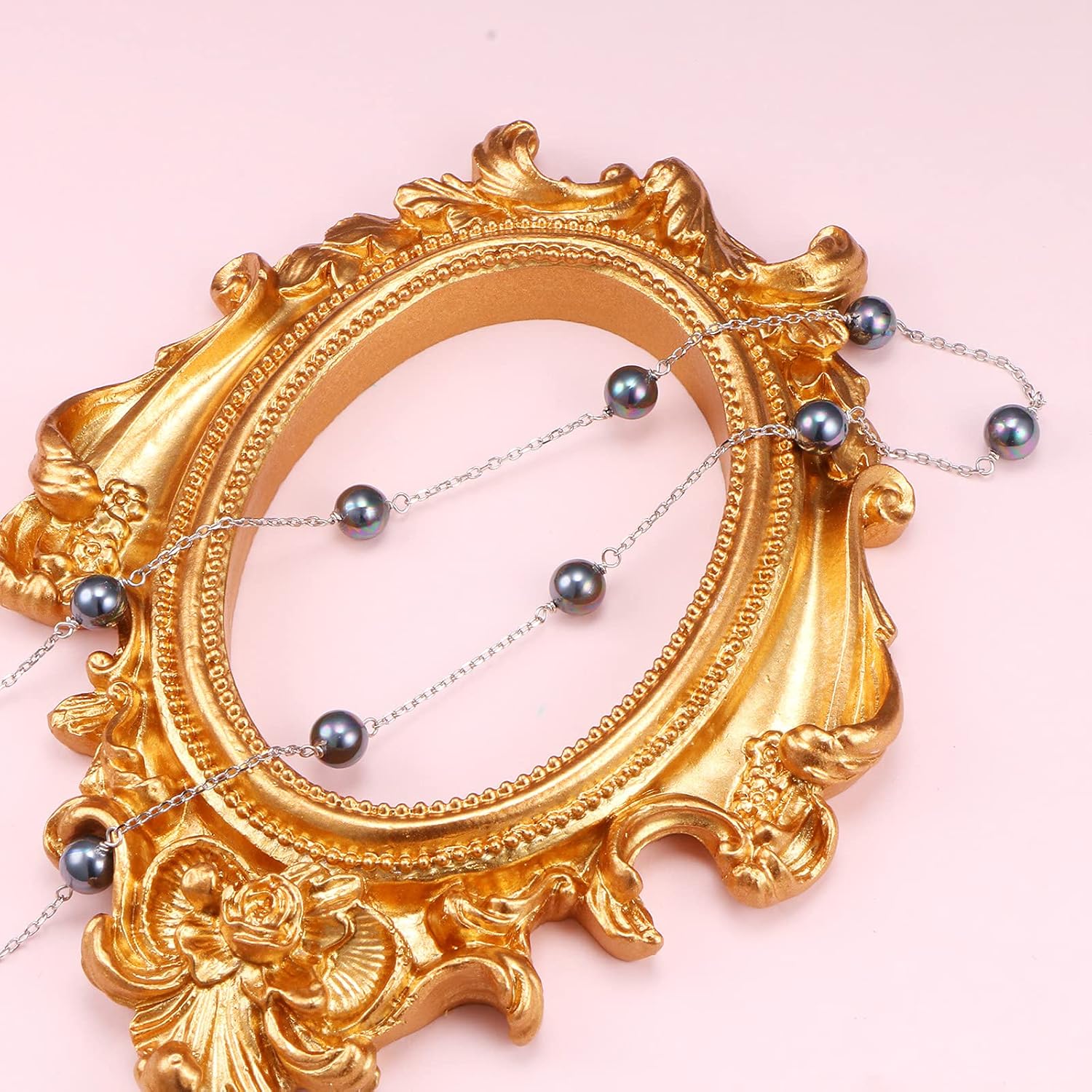 S925 Sterling Silver Shell Black Pearl Choker Short Dainty Necklace Pendant for Women - Image 4