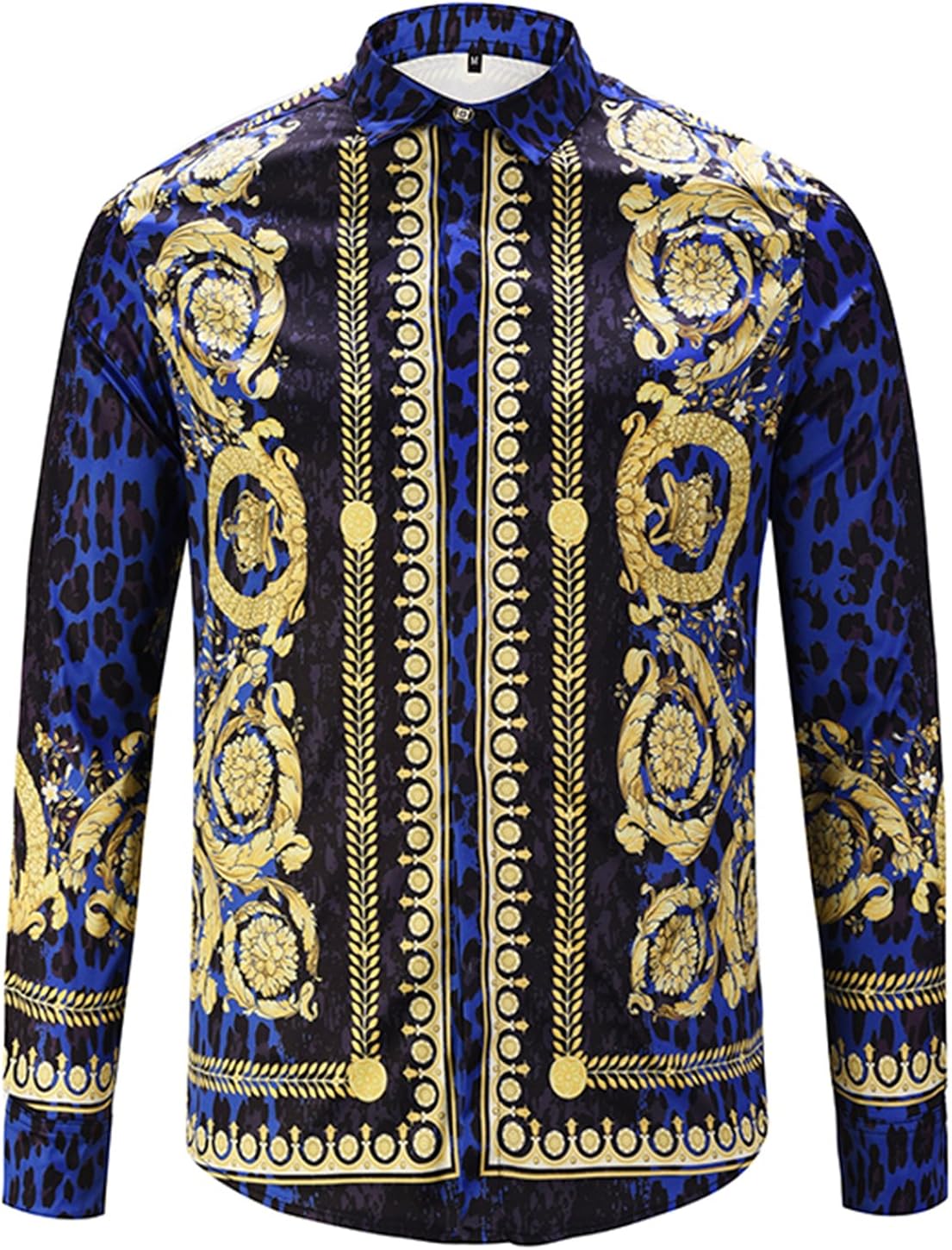 PIZOFF Mens Long Sleeve Luxury Design Print Dress Shirt