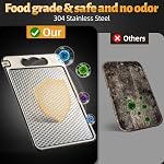 Stainless Steel Cutting Board for Kitchen, Non Toxic Large Chopping Board Double Sided Non-slip Scratch-resistant Mesh Design with Juice Groove Food-Grade Wheat Straw PP 15×10 In Easy to Clean