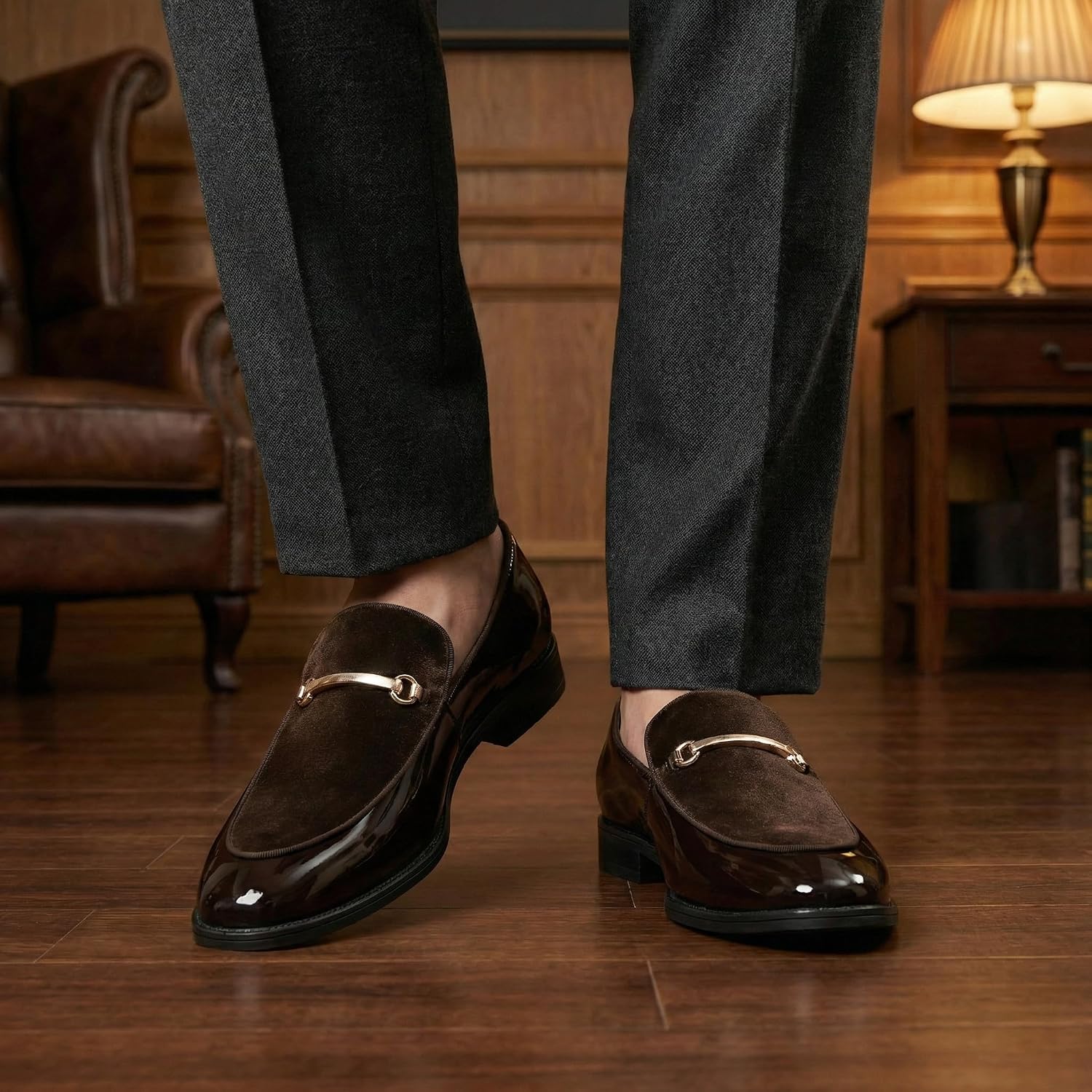 AUSTIN MILL Mens Dress Shoes Patent Leather Loafers for Business Party Prom