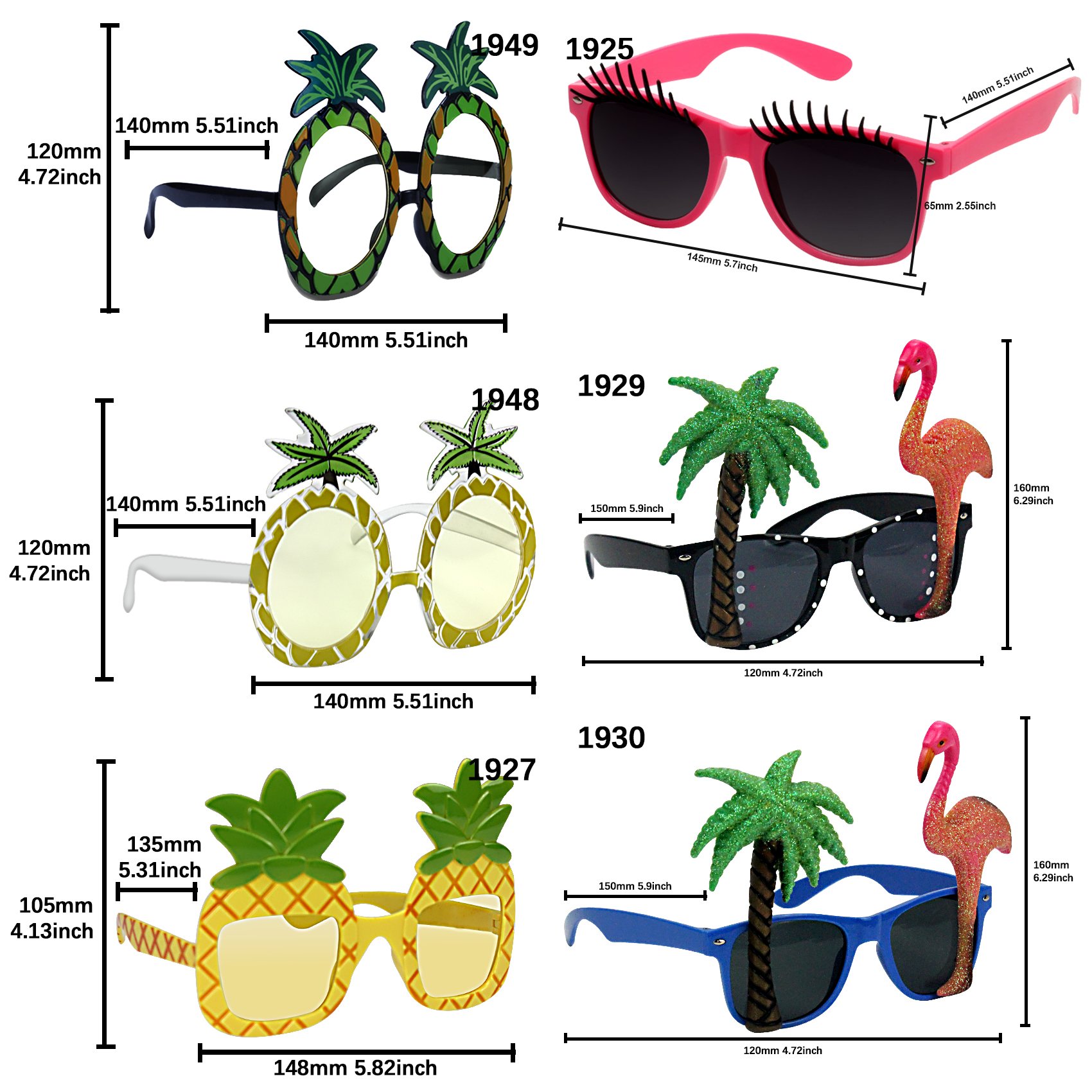 Tropical Party Costume Sunglasses Fun Shades 34-Pairs