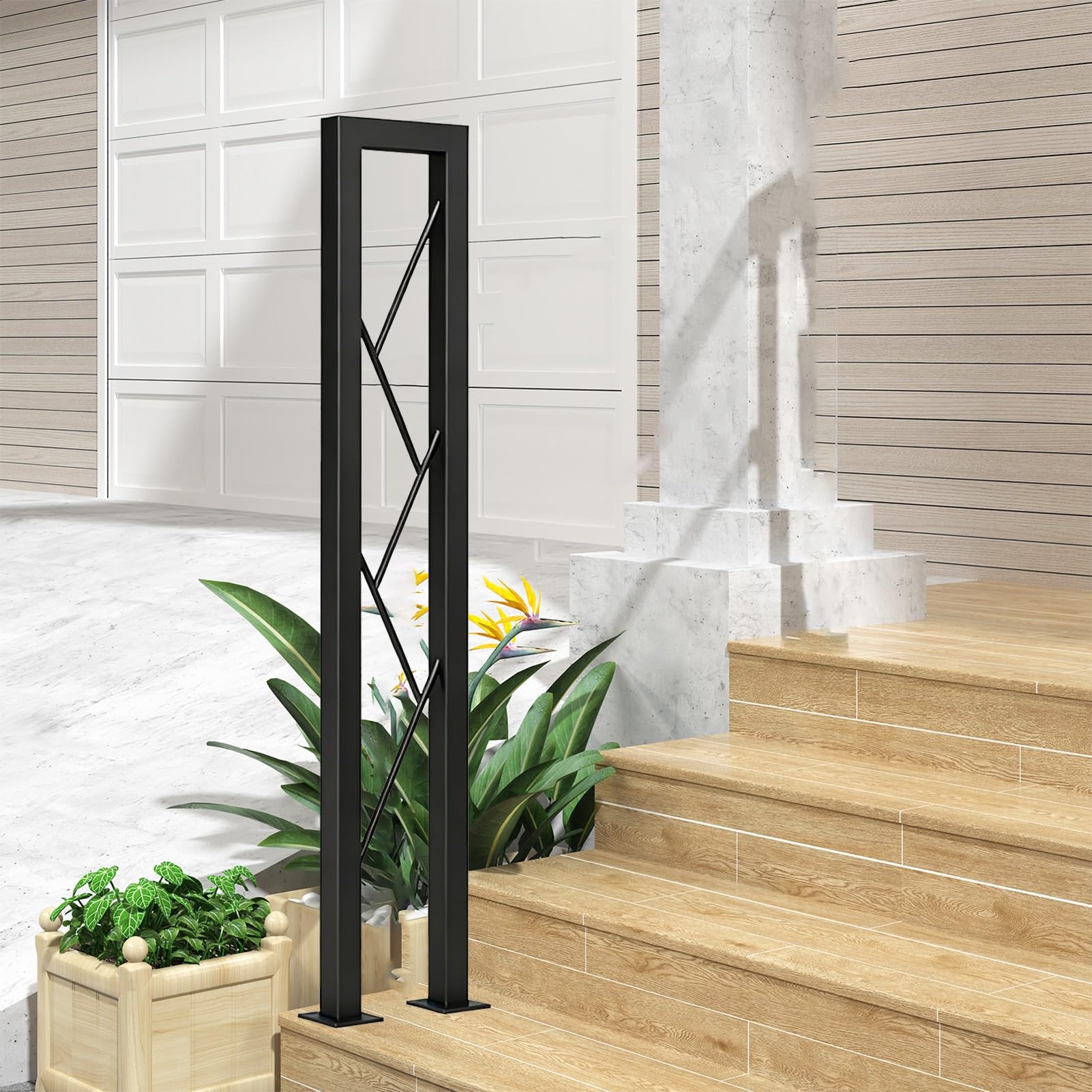 Handrail for Stairs, Wrought Iron Banister Railings for Villa Loft Corridor Porch, U-Shaped Grab Rail Bracket Balustrade Fixing, Easy to Install(90cm/35in)