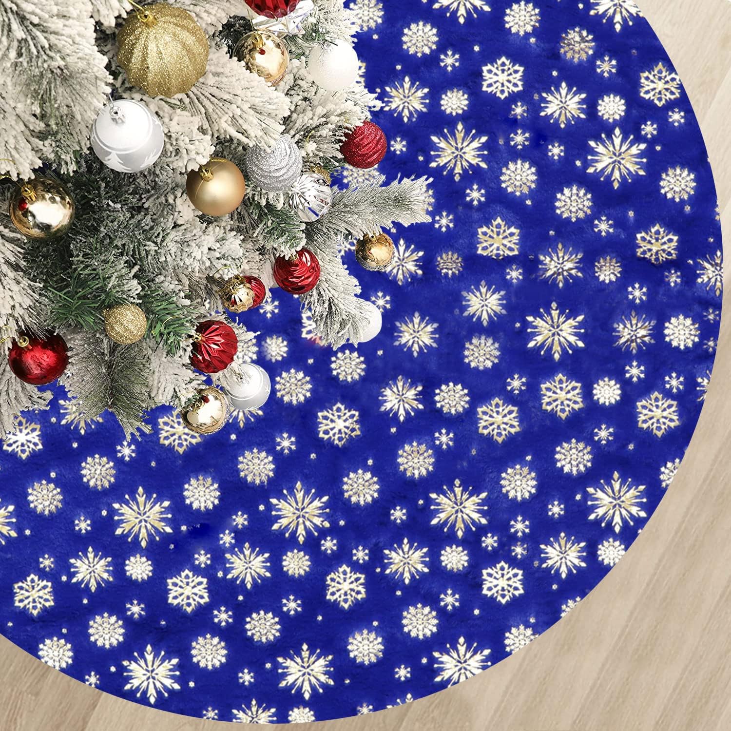 Faux Fur Christmas Tree Skirt 36 Inch Blue Xmas Tree Skirt