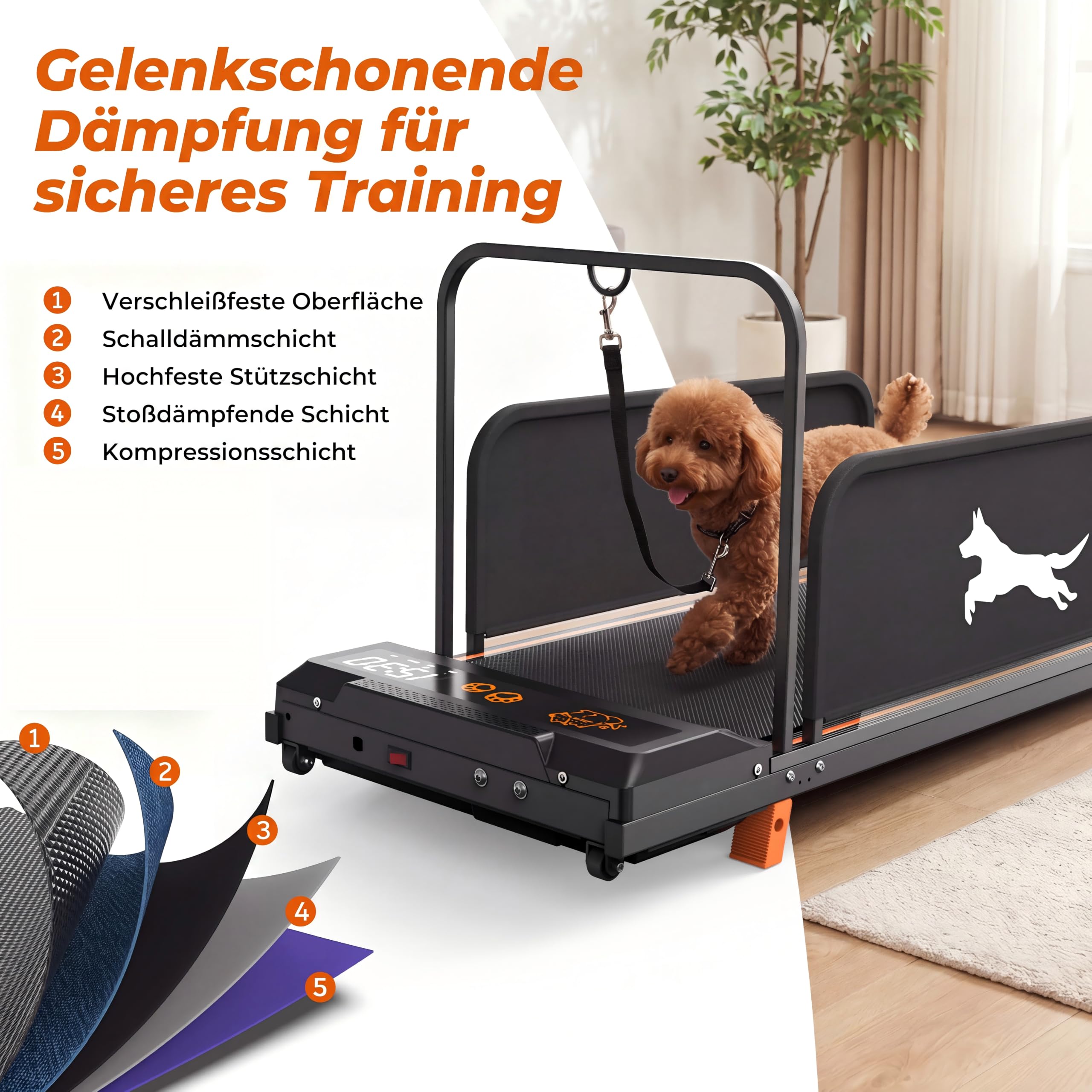 Hundelaufband für Kleine & Mittelgroße Hunde, 90 × 37.5 cm Laufbereich | Mit Fernbedienung, 1–6 km/h, Bis 100 kg, 2,5 PS Leiser Motor, 12 Programme, Haustier Trainingsgerät für Indoor Outdoor