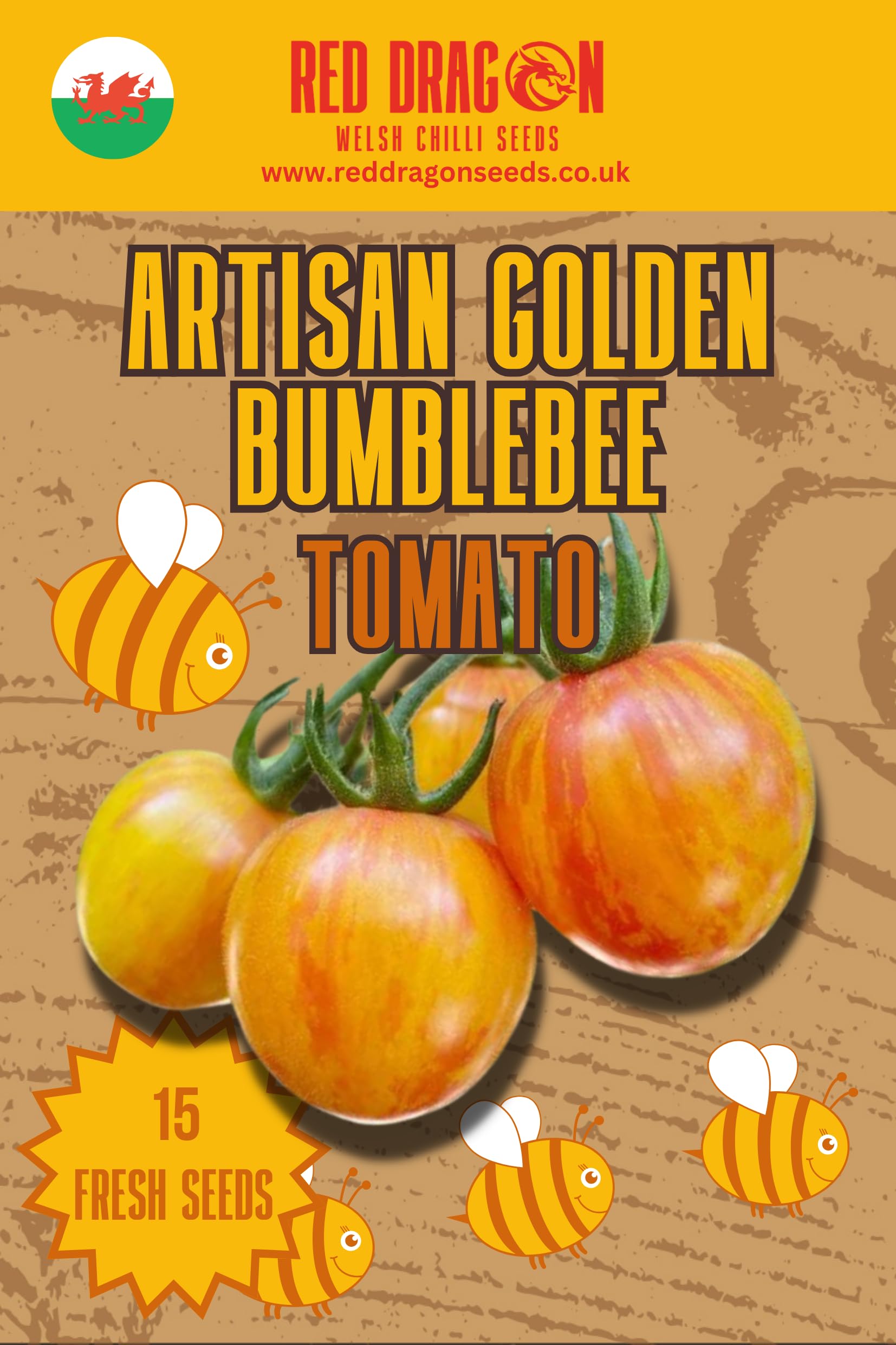 Artisan Golden Bumblebee Tomato Seeds - 15 Fresh Artisan Golden Bumblebee Tomato Seeds