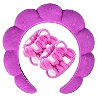 Vista 38 de Zkptops Diadema de Spa para Lavar la Cara Muñequera Esponja Maquillaje Cuidado de la Piel Diadema de Tela de Rizo Burbuja Suave Prepárate Diadema