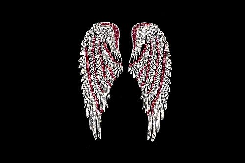 Calcomanía de alas de ángel de transferencia de calor con diamantes de imitación de cristal, alas de ángel con diamantes de imitación para planchar,