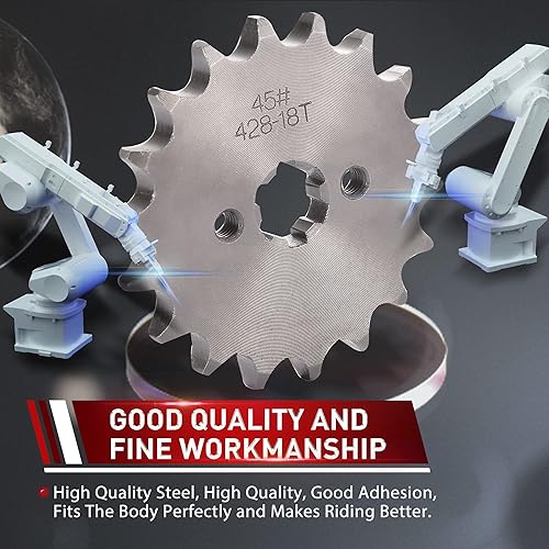 Miniatura 3 de WOOSTAR Piñón delantero para motocicleta 428-18T 17mm para motos de motocross de 50cc, 70cc, 90cc, 110cc, 125cc Dirt Pit Bike Mini Bike ATV 4 ruedas