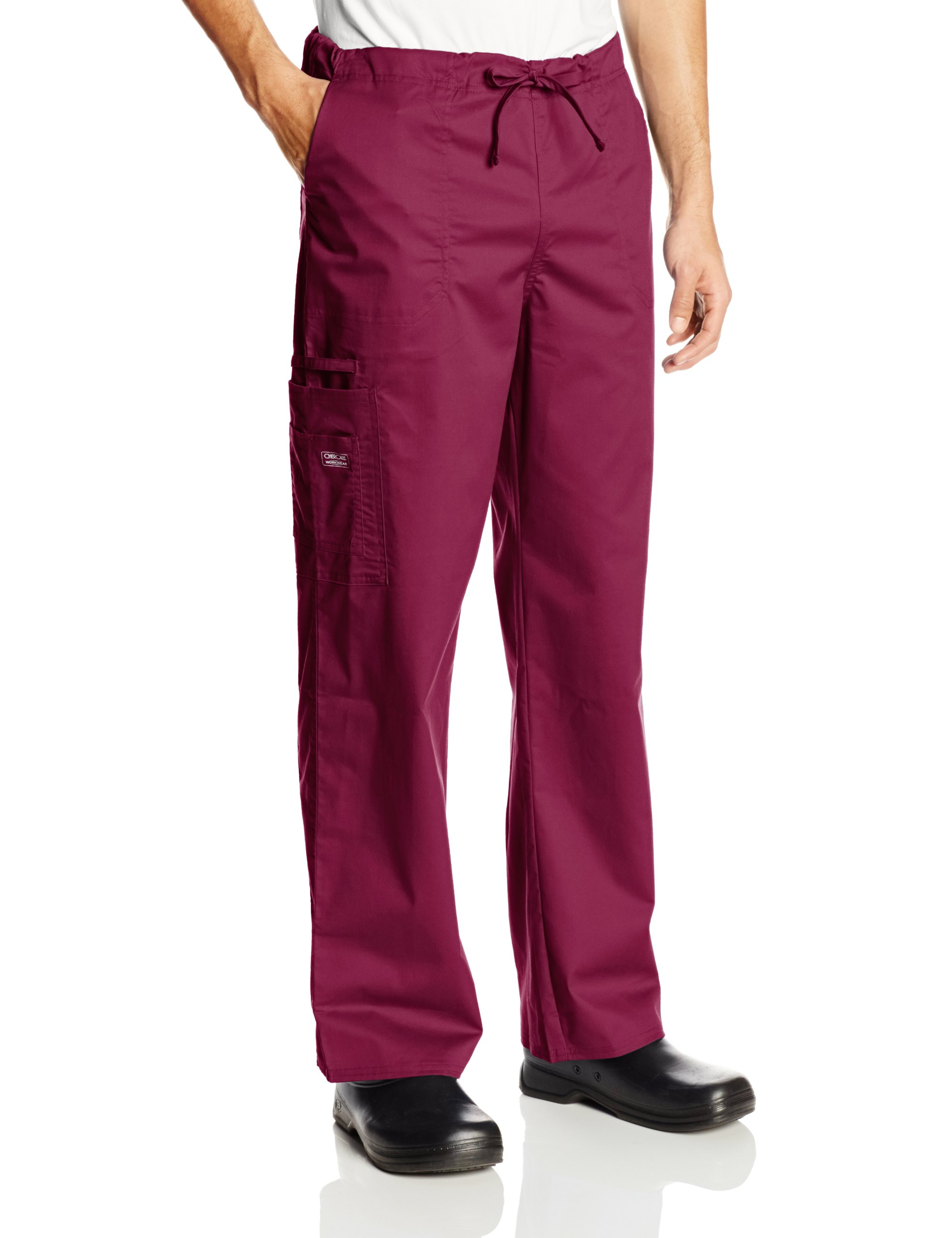 Premium Core Stretch Unisex Cargo Scrubs Pant, Wine, X-Small