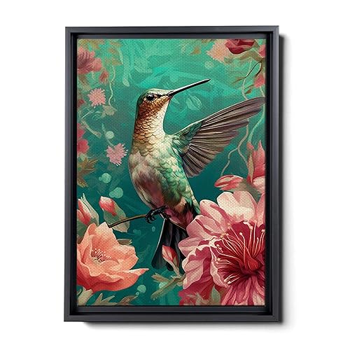 Enchanting Hummingbird Delight, Floral Wall Art Print - Nature Artwork - Modern Botanical Painting - Perfect Girls Room Decor - Thoughtful Teen Gift