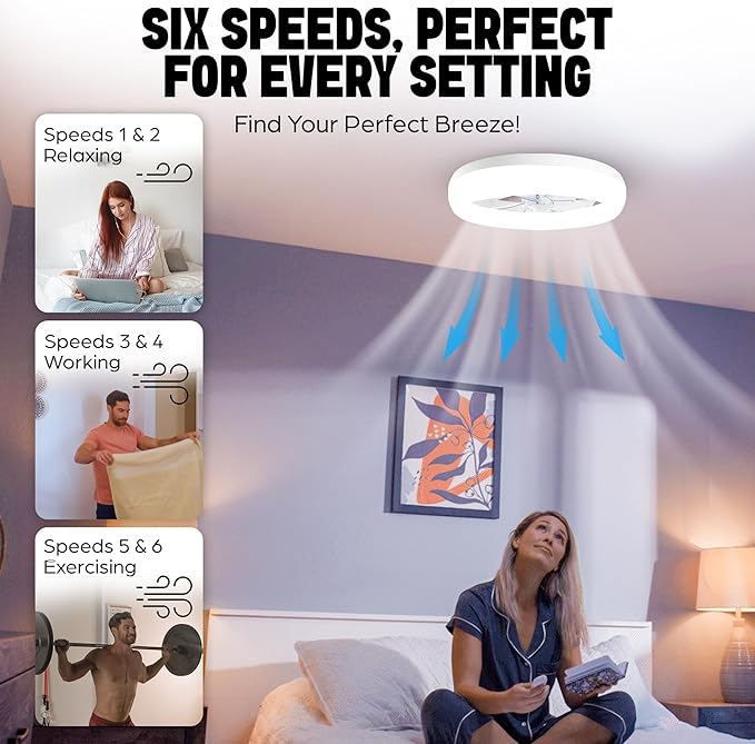 Ventilador de Techo 14" con Luz LED y Control Remoto, 6 Velo miniatura 5