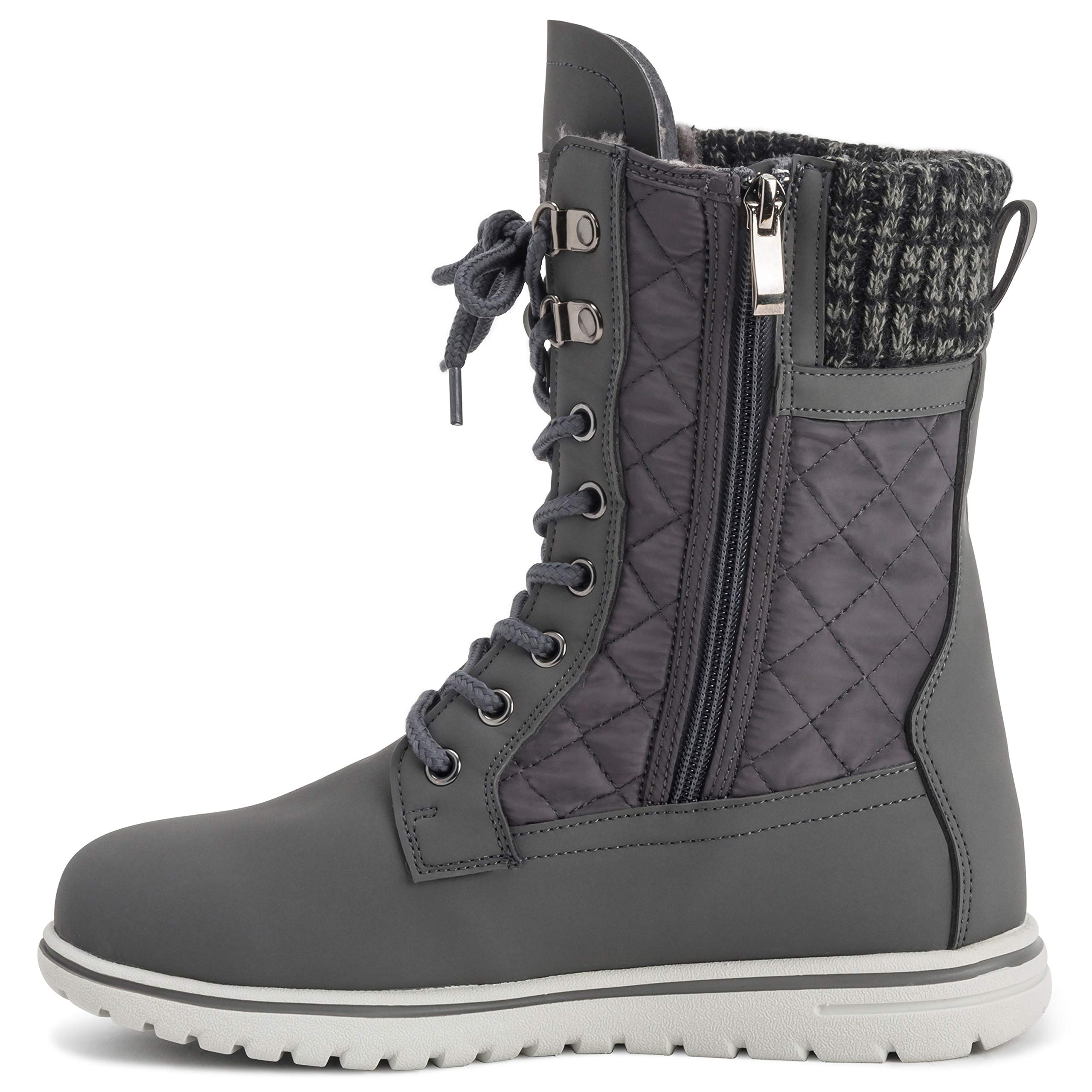 Polar Boot Womens Quilted Short Snow Winter Faux Fur Warm Durable Waterproof Boots - 9 - GRE42 AYC0526