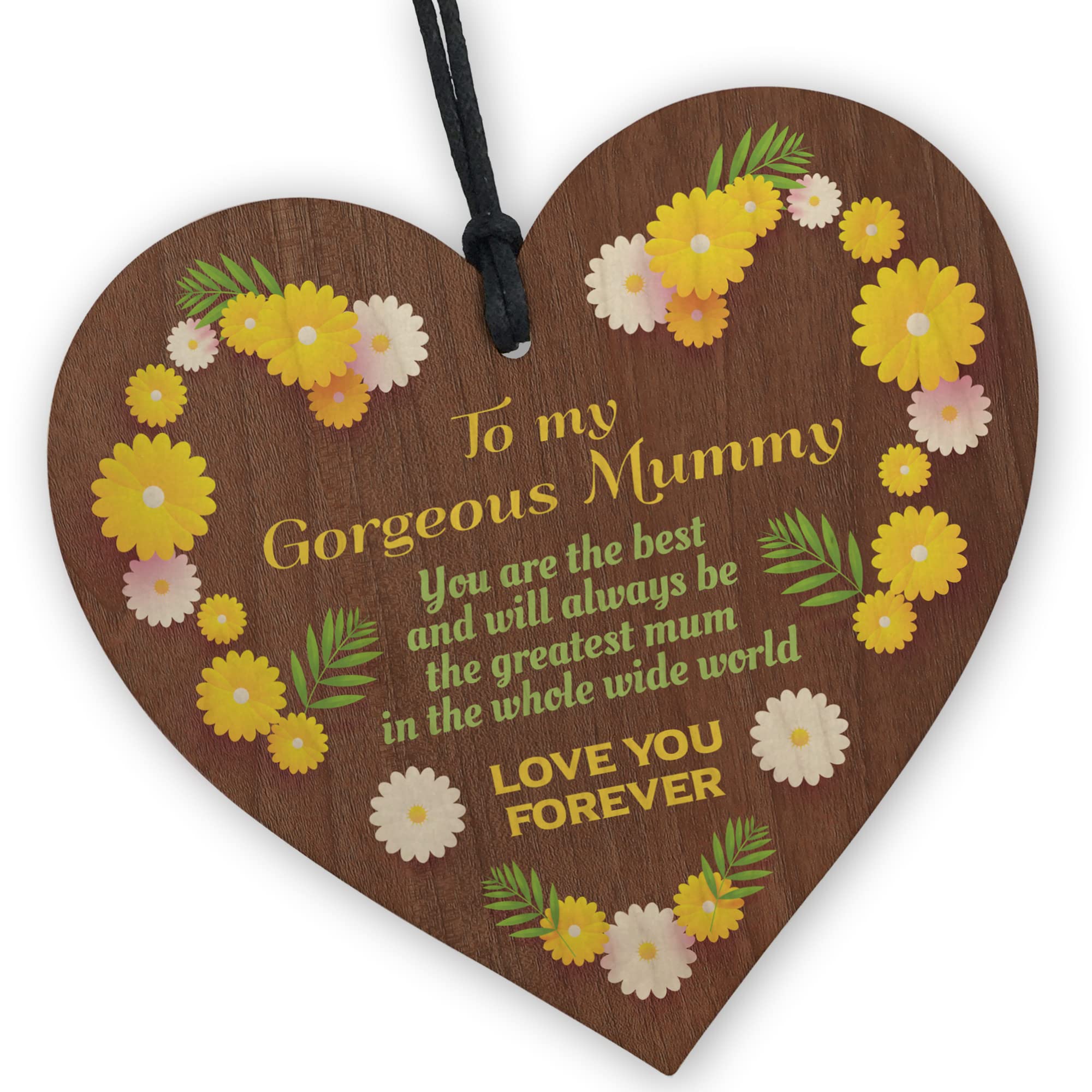 Red Ocean Gift For Mummy Birthday Mothers Day Wood Heart Sign My Gorgeous Mummy THANK YOU Mother Daughter Gifts Mum Gift From Son