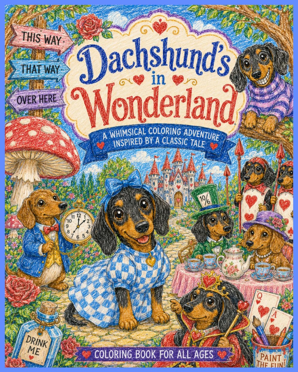 Dachshund's in Wonderland: A Whimsical Coloring Adventure Inspired by a Classic Tale (Dachshund Fairy Tales)