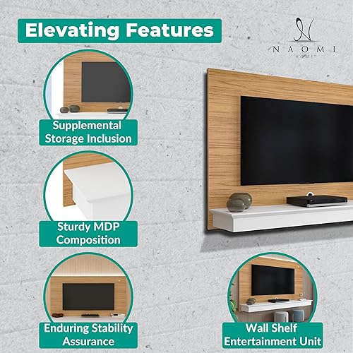 Miniatura 7 de Zola - Centro multialmacenamiento de pared para televisores de hasta 70 pulgadas, centro de entretenimiento con almacenamiento, soporte de TV