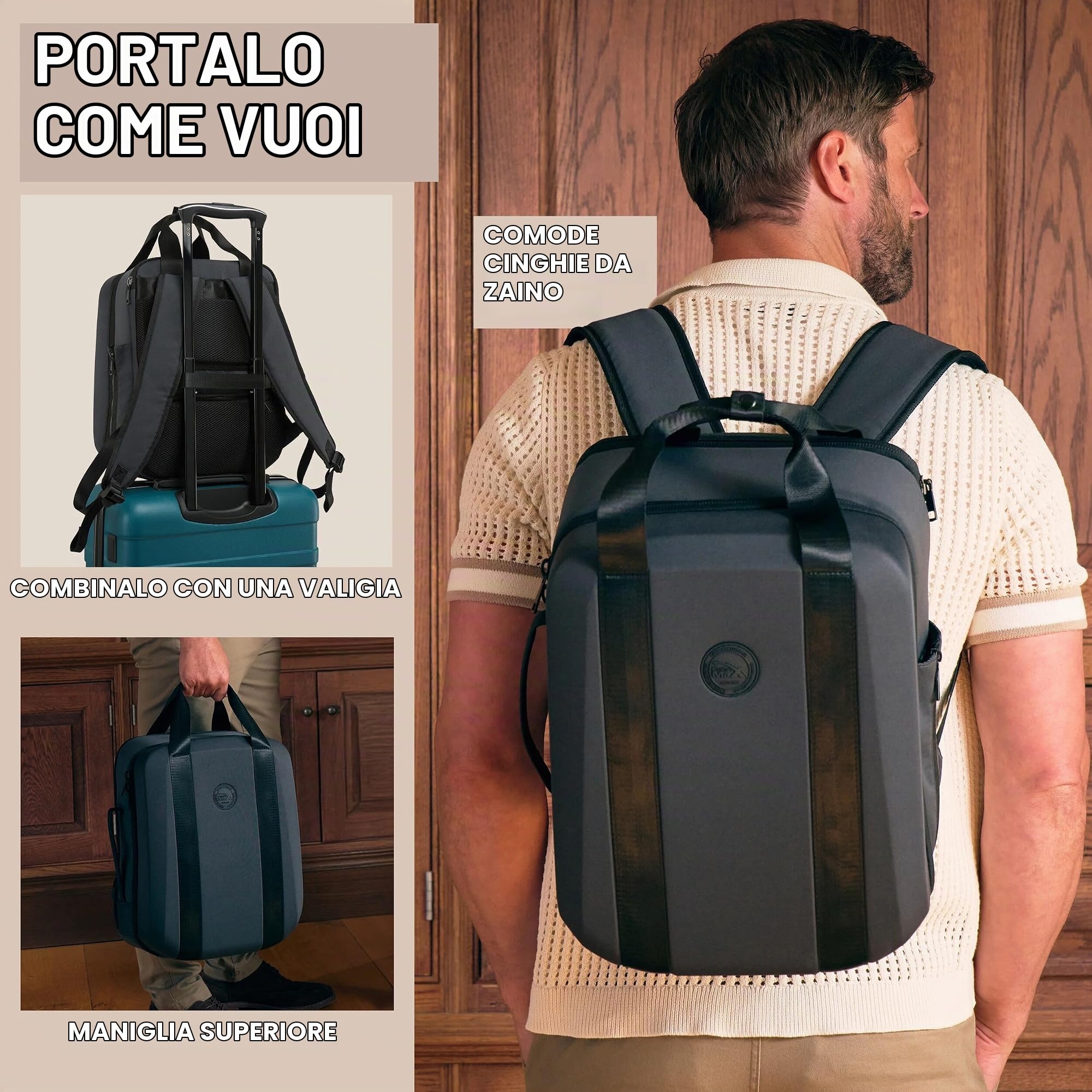 Cabin Max Paxos - Borsa da cabina sottosella da 24 l, 40 x 30 x 20 cm, ShapeSafe Anti-rigonfiamento EVA, leggera 680 g, trasporto senza Ryanair, apertura a conchiglia, Bp Grigio, (24L) UK, Bagaglio a
