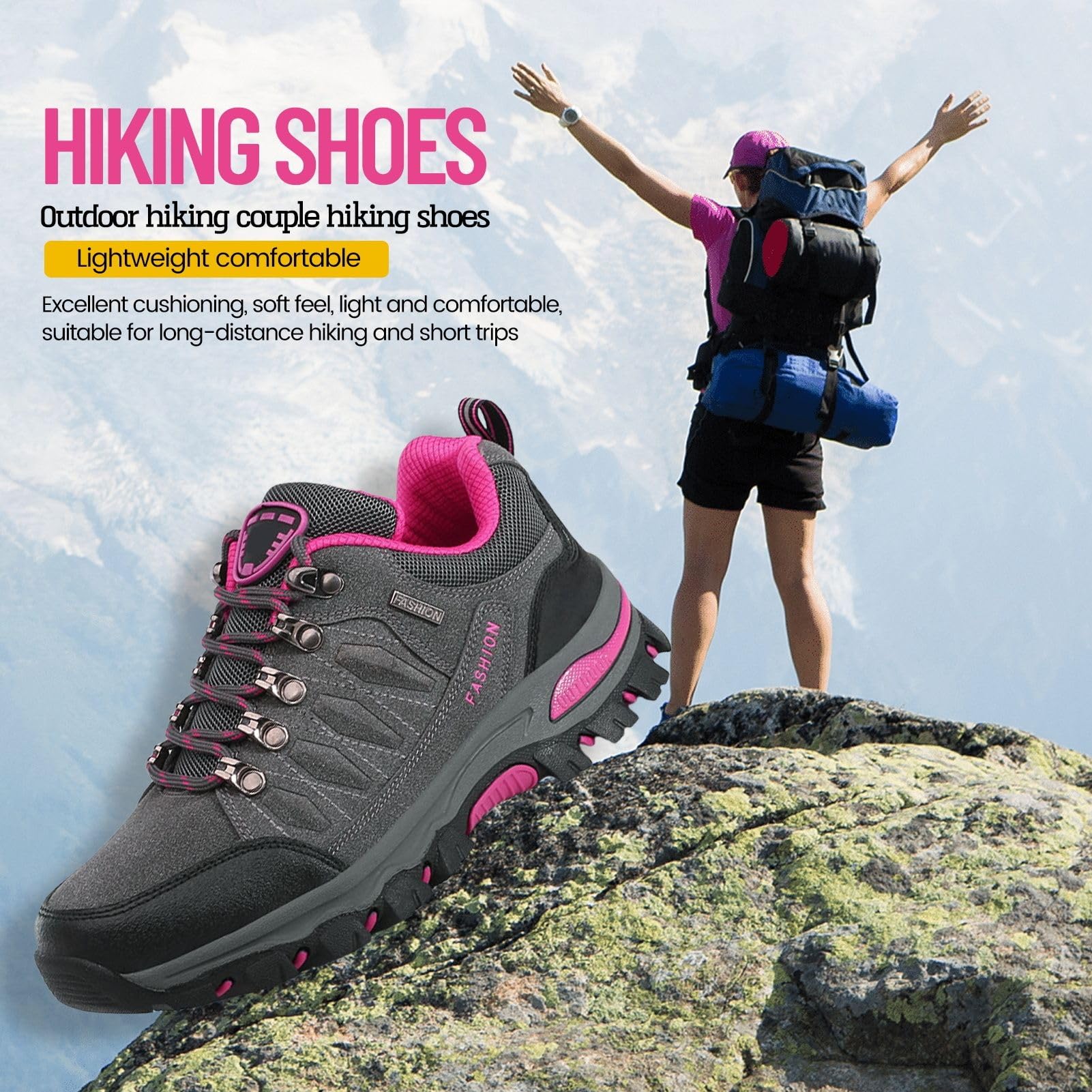Damen Trekking & Wanderschuhe, Wanderschuhes Im Freien FüR Alle Jahreszeiten, Sportschuhe Mit Niedrigen Top -Spitzen, Klettern, Reisen, Camping Angeln, Bergklettern