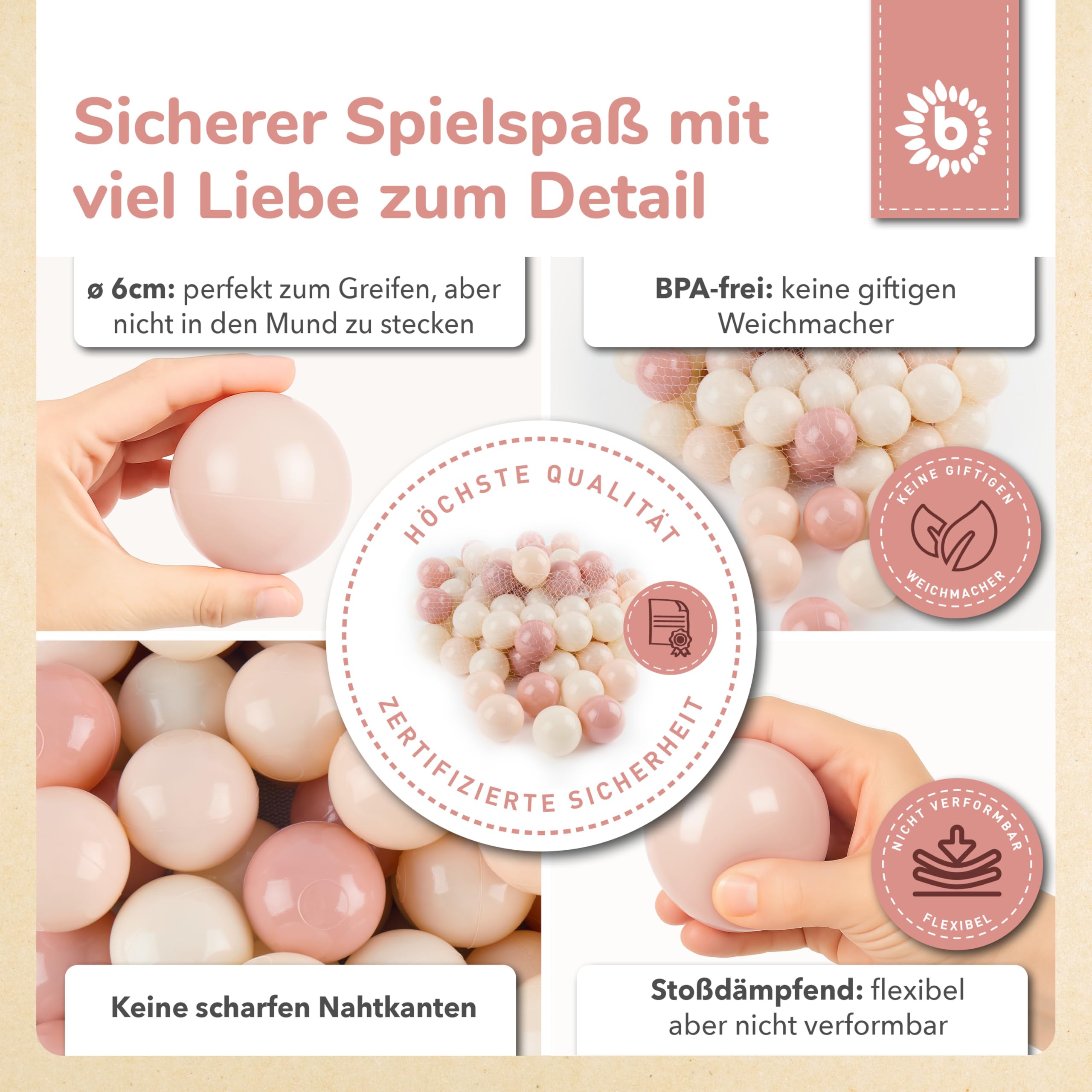 Bieco Bälle für Bällebad Dreamy Flowers | 100 Stück | Bunte Bälle | Bällebad Kinder | Bällebad Baby | Bällebad | Bällebad Bälle | Baby Ball | Ball Kinder | Spiele für draussen