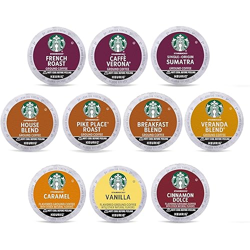 Starbucks K-Cup Coffee Pods, Light, Medium, Dark Roast & Flavored Variety Pack for Keurig Brewers, 1 box (40 pods total)
