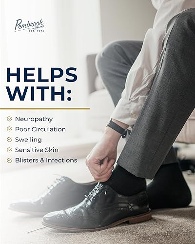 Miniatura 4 de Calcetines de vestir para diabéticos Pembroke para hombre - 4 pares, sin olor, calcetines elegantes para diabéticos para hombres, de trabajo
