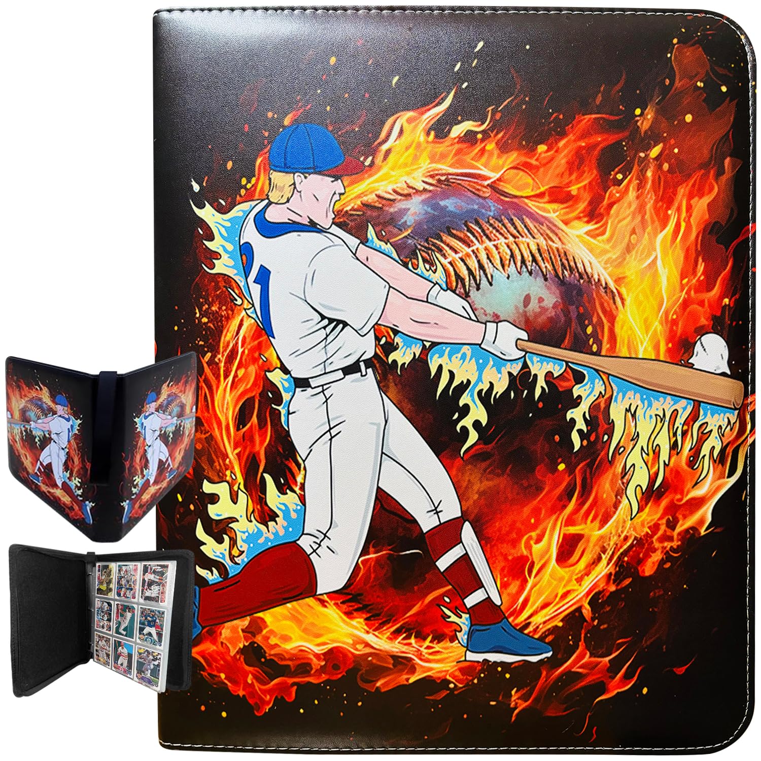 900 Hundred Pockets, Baseball Card Binder, Baseball Cards Binder With Unique Design, Baseball Binder, Leather Baseball Card Album fits 900 Hundred,Baseball Card Binder With Sleeves.