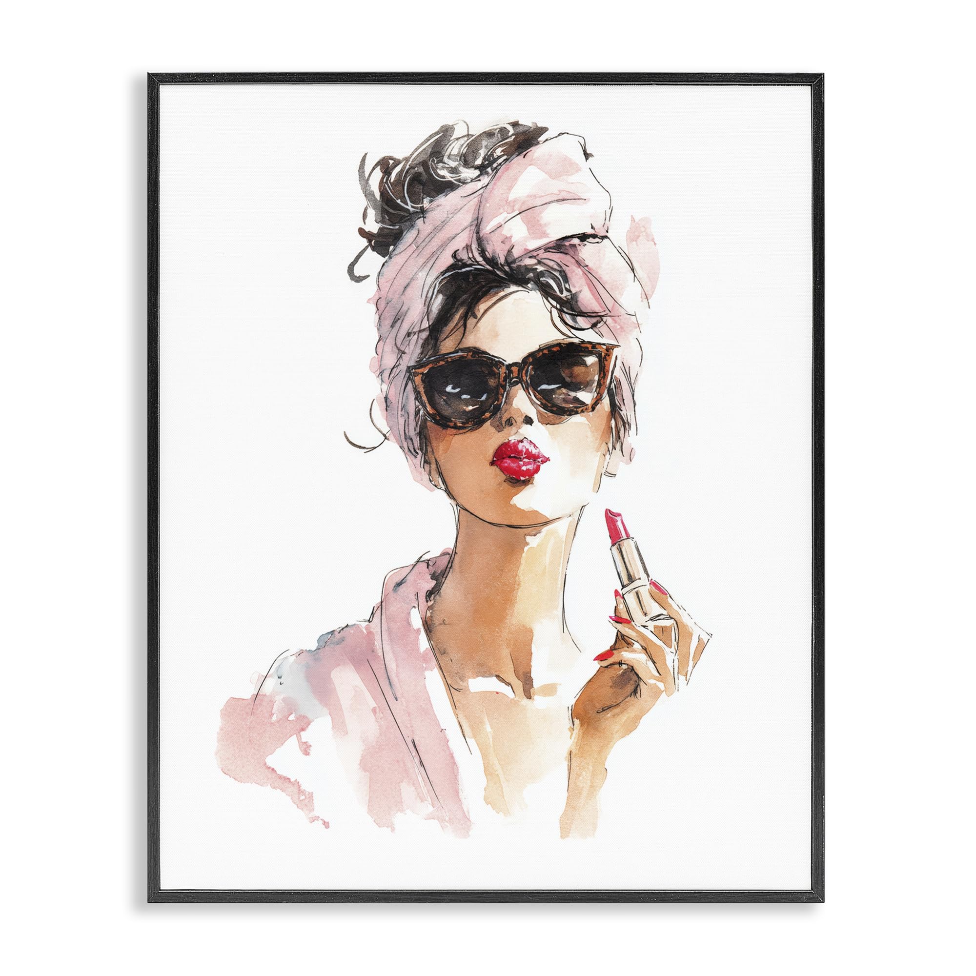Stupell Industries Midnight Black (Textured) 'Velour Secrets Lipstick'| Framed Giclee Art
