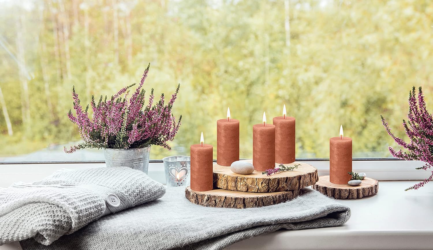 BOLSIUS 4 Pack Rusty Pink Rustic Pillar Candles - 2 X 4 Inches - Premium European Quality - Includes Natural Plant-Based Wax - Unscented Dripless Smokeless 30 Hour Party Décor and Wedding Candles