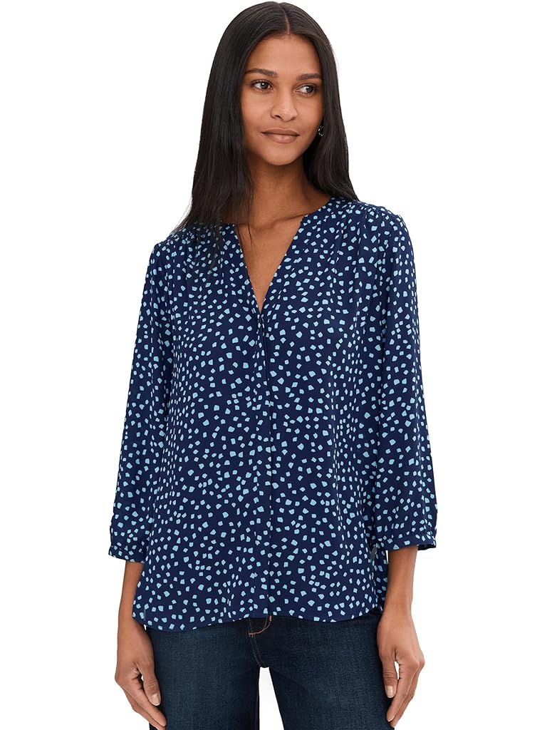 Navy NYDJ Pintuck Blouse