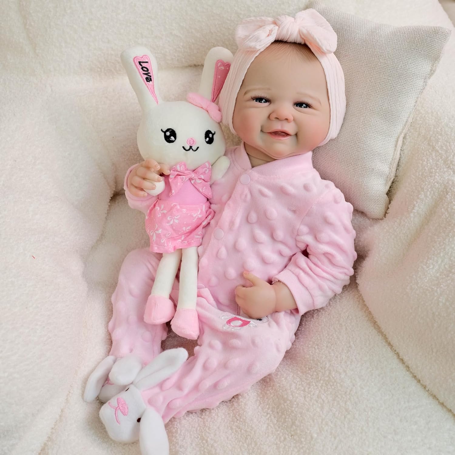 Angelbaby Cute Realistic Baby Dolls Silicone Full Body Boy 19 Inch Reborn Baby Doll Month Open Real Life Posable Newborn Babys Weighted Waterproof Preemie Doll with Accessories