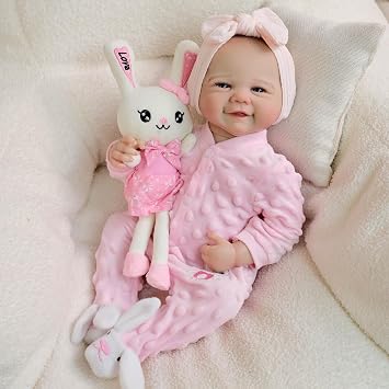 Angelbaby Realistic Reborn Baby Dolls 19 Inch Silicone Baby Girl Real Life Cute Babies Doll Full Body Vinyl Newborn Lifelike Weighted Anatomically Correct Dolls for Girls Munecas de silicona