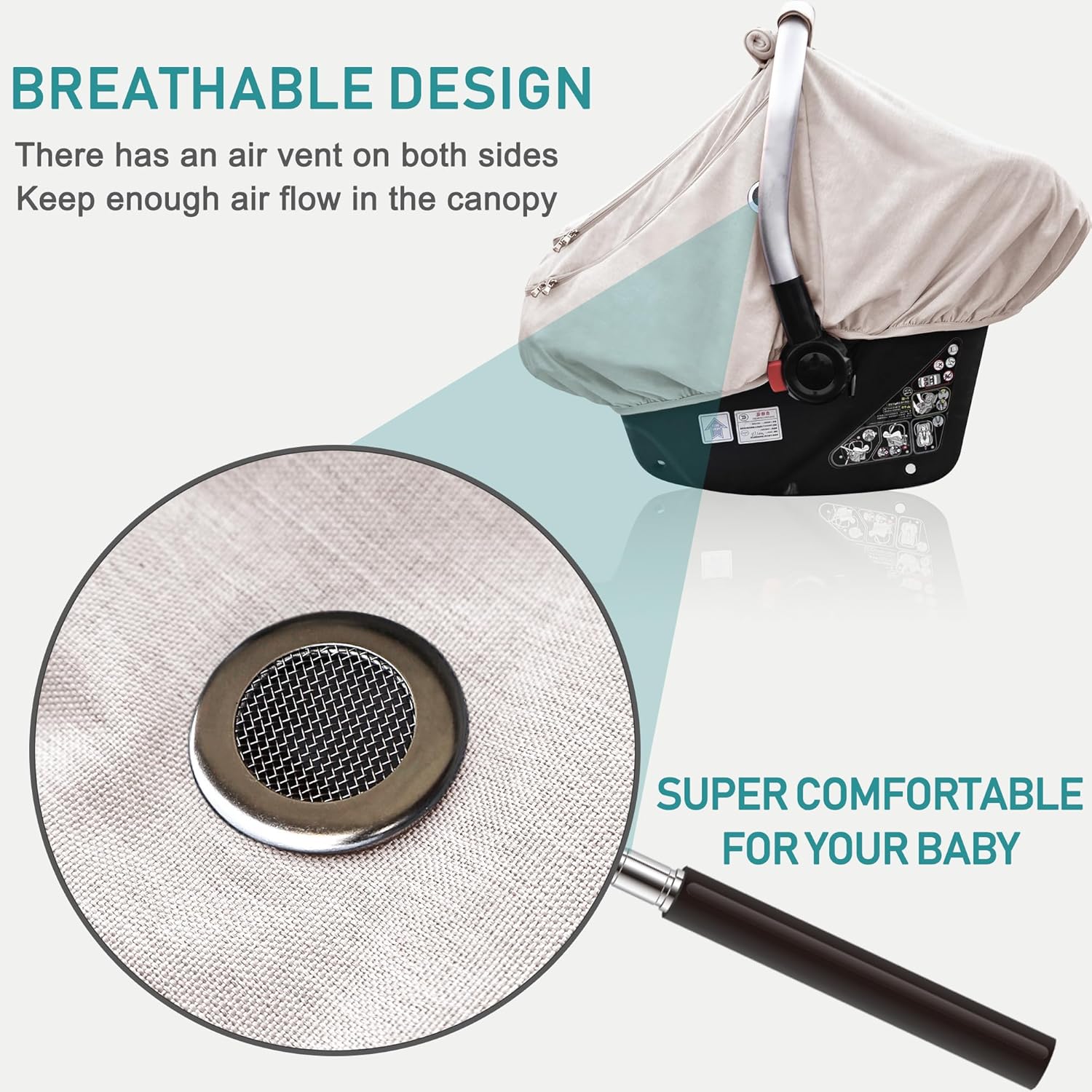 Waterproof Baby Car Seat Cover,YVMVDV Patented Cold Weather Carseat Cover for Babies,Infant Car Seat Cover Canopy for Boy Girls, Keeps Babies Warm and Cozy (Beige) - Image 3