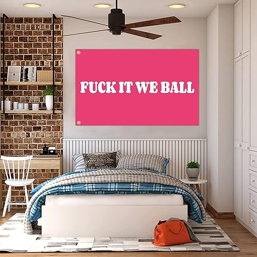 Miniatura 10 de Bandera rosa con texto en inglés "His Homie Was Hotter", de 3 x 5 pies, divertidas banderas para habitación, adolescentes, niñas, universidad,