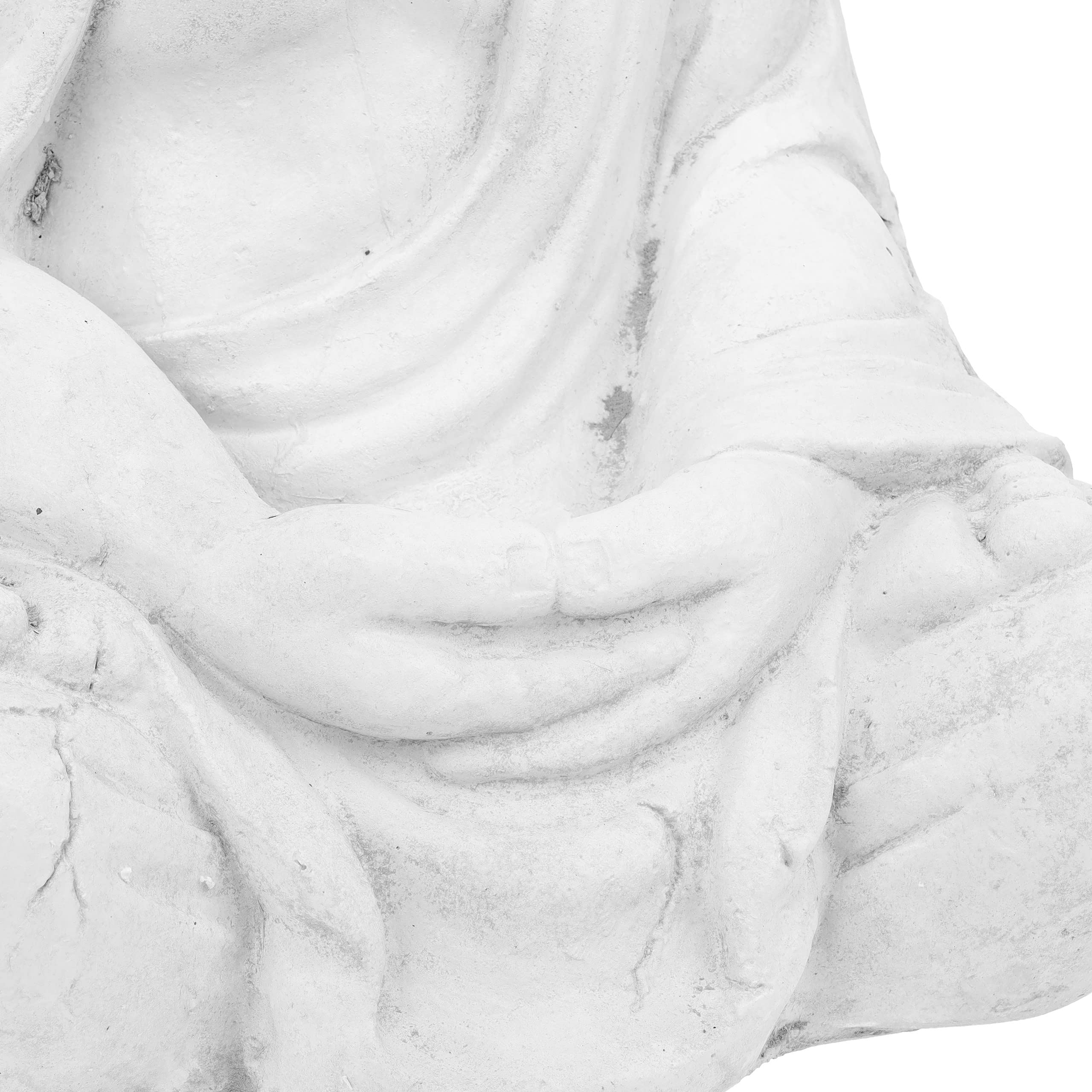 Relaxdays Figura Buda Sentado, 70 cm, Decoración Jardín XL, Resistente Intemperie y Heladas, Escultura Exterior, Blanco