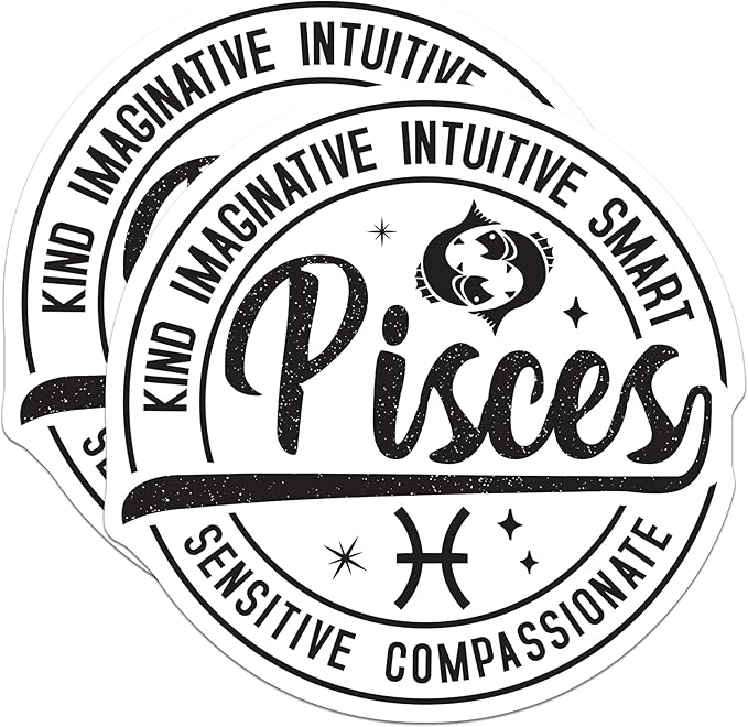 (2 Pack) Pisces Zodiac Stickers - Astrological Signs Stickers - Horoscope Sign Stickers - 5