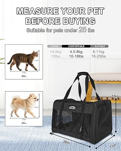 Vista 18 de Transportador de gatos para perros pequeños, medianos y grandes, transportador de gatos de lados suaves, transportador de viaje para mascotas, bolsa