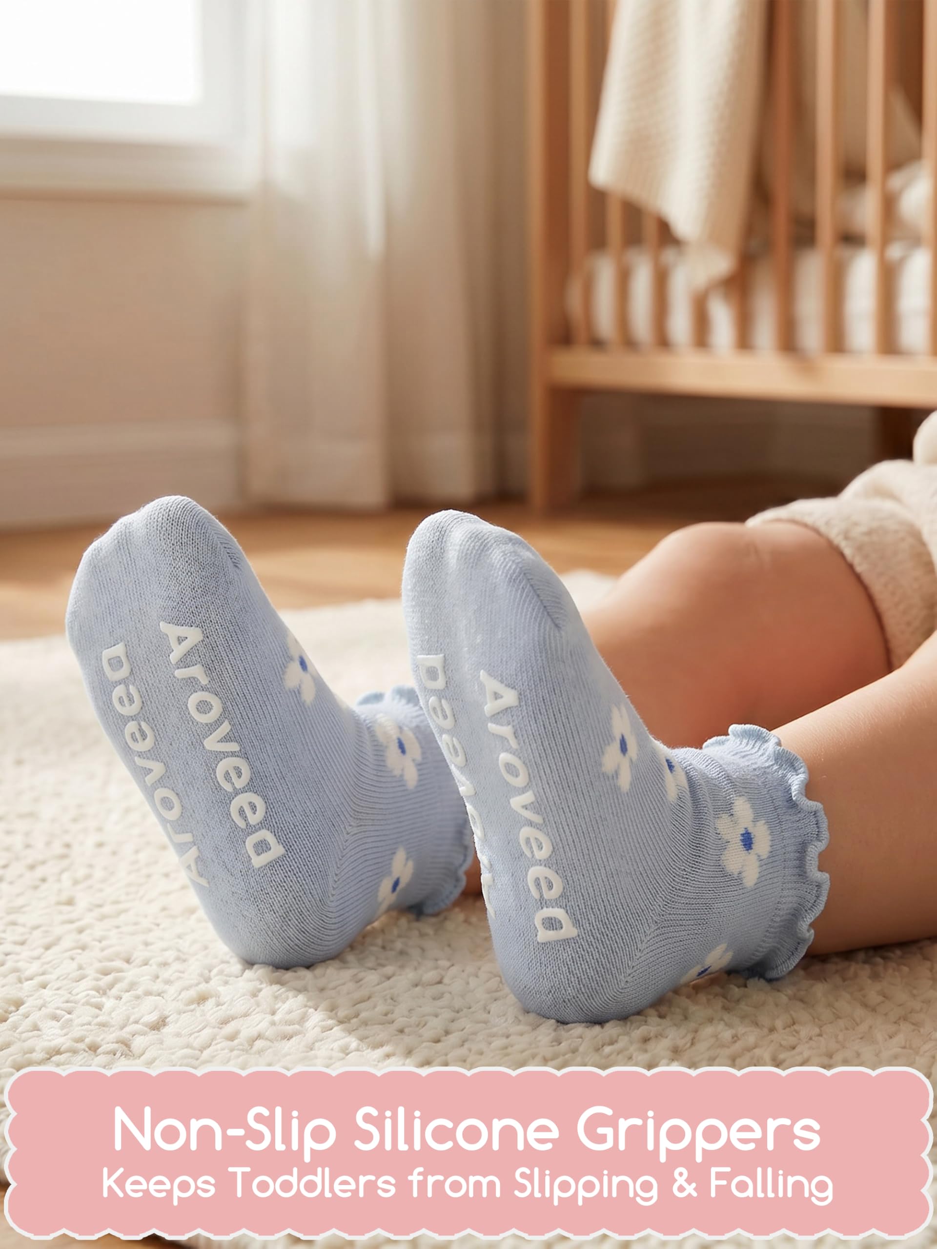 Aroveea Calcetines Para Bebés Sin Resbalón En El Tobillo- Paquete De 12 Para Niños Y Niñas Pequeños, Bebés - Bonitos Calcetines De Algodón