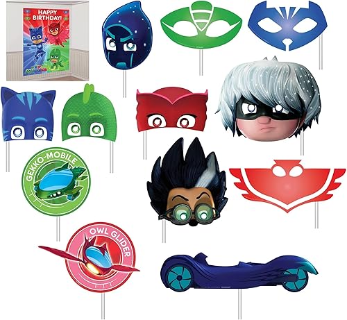 Set de escenas de máscaras de papel multicolor con accesorios, incluye 4 piezas de papel. (40 x 27.75 pulgadas), 12 accesorios de fotos (paquete de