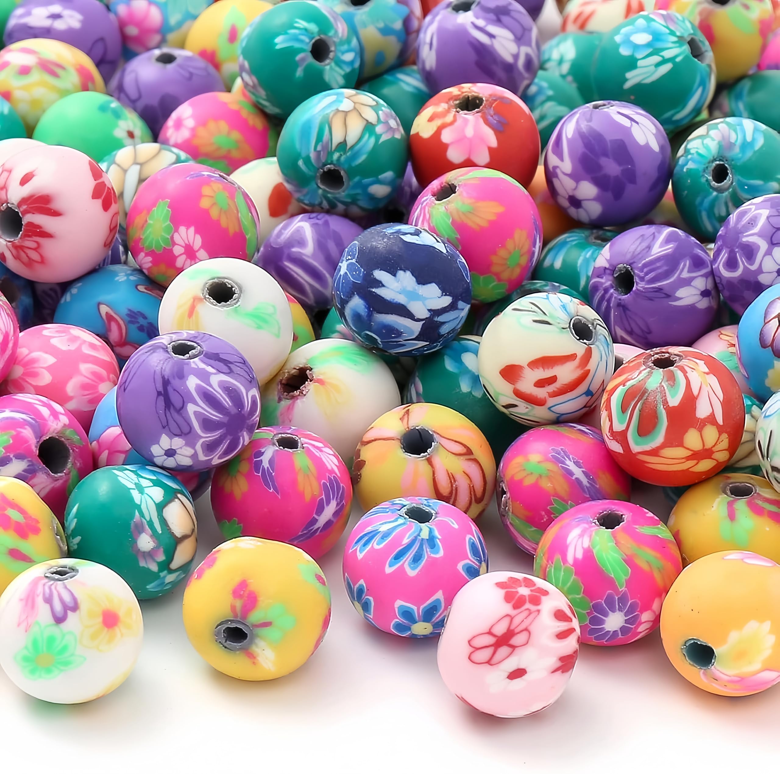 DAHI 150 Perline Fiore In Argilla Polimerica 10mm - Colorate, Foro 2.5mm, Per Bracciali, Collane E Orecchini Fai Da Te