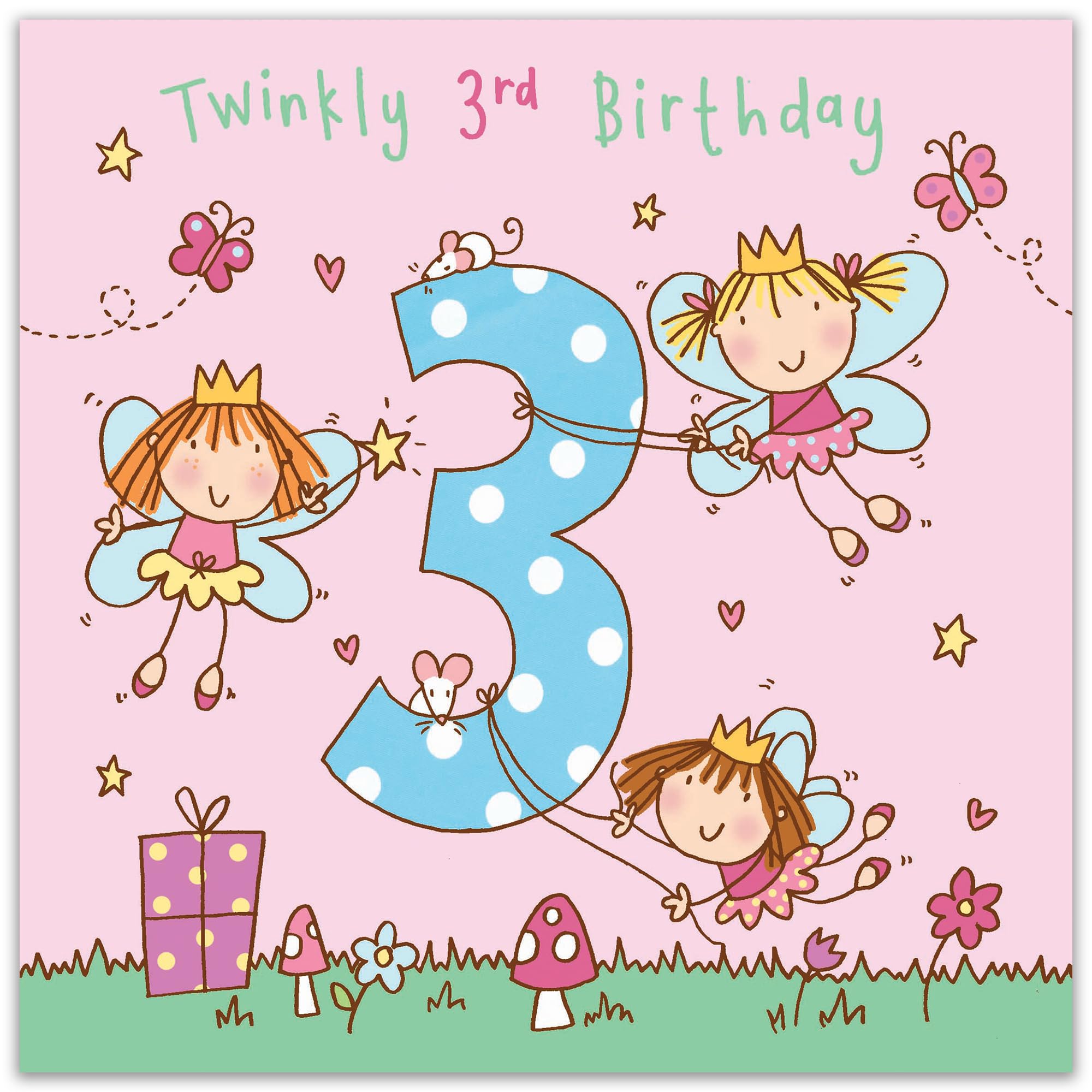 Twizler Biglietto Auguri 3 Anni Bambina Con Supereroe – Formato 15,5×15,5 Cm - 3