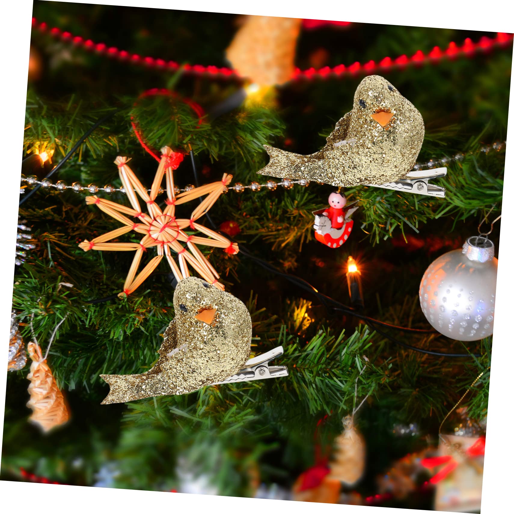 PRETYZOOM 36 STK Weihnachtsschaumvogel Weihnachtsbaumschmuck Weihnachtsvögel Mittelstücke Bastelschaum Vogelclip Krippenschmuck Für Kinder Weihnachtsszene Schmuck Vögel Szene Golden