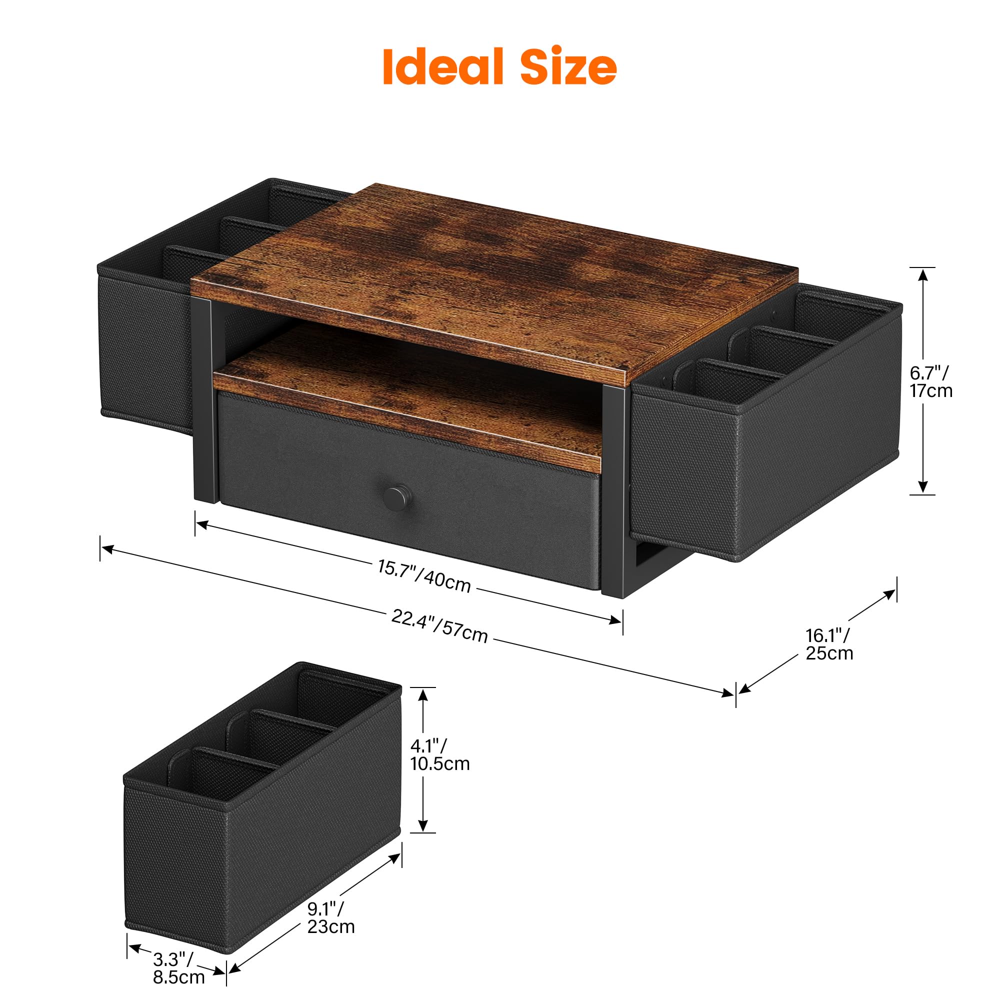 Organizzatori e accessori da scrivania, supporto per monitor del computer a 3 livelli con cassetto in tessuto e 6 portapenne, accessori da scrivania per ufficio, organizer da scrivania per ufficio